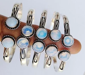 Opalite & Mix Gemstone 925 Sterling Silver Plated 5Pcs Cuff Bangles Lot 5BZ-307 - Picture 1 of 1