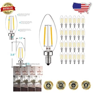 24-Pack Clear Glass 4W LED Candelabra Bulbs, Dimmable, 400 Lumens, 5000K - Picture 1 of 8