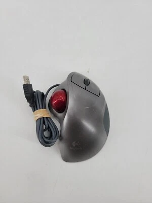 Logitech TrackMan Wheel Mouse USB Optical Trackball Mouse Silver T-BB18 - Image 1 of 4