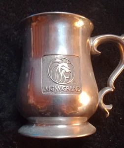 MGM GRAND CASINO LAS VEGAS COFFEE MUG CUP SILVER METALLIC PEWTER HEAVY OLD !!!!! - Picture 1 of 7