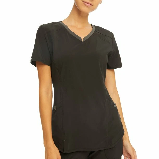 Womens ScrubStar Black Pull Over Active V Neck Scrub Top Shirt Size 3XL