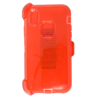 Clear Orange For Apple iPhone XS Max Defender Case w/ Clip Fits Otterbox - Image 1 of 4
