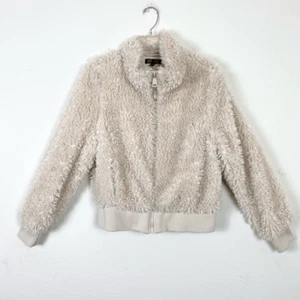 Chaqueta Bomber Zara TRF Marfil Crema Imitación Piel Recortada Cremallera Sherpa Peluche Talla S - Imagen 1 de 7