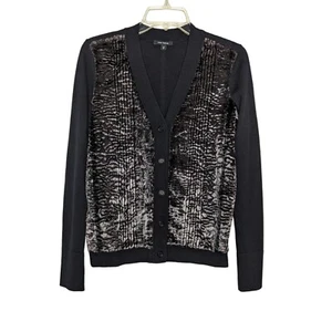 Pink Tartan long sleeve button front black women Cardigan sweater size S / P - Picture 1 of 7