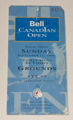 Boleto con insignia de campo abierto canadiense del club de golf Glen Abbey 1994 Nick Price gana Foto 1 de 2