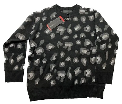 Suéter Kendall + Kylie Estampado Animal Acogedor Top Negro/Plateado/Gris, Mediano - Nuevo Foto 1 de 3