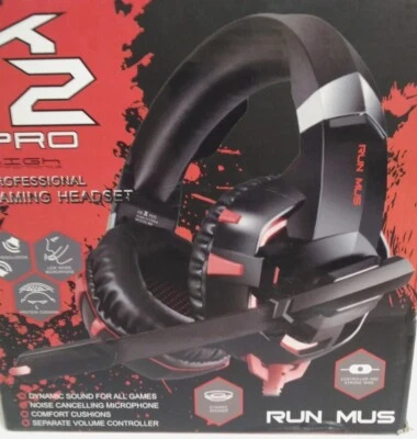 Run Mus K2 Pro High Performance Professional Gaming Headset Black/Red - Image 1 of 4