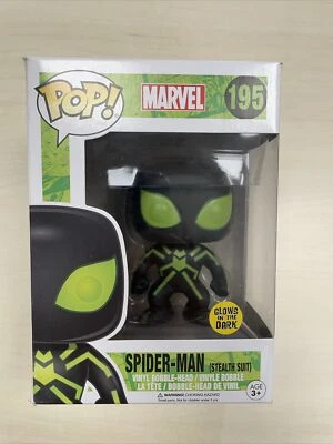 Spider Man Stealth Suit #195 Pop Vinyl Funko Marvel Glow in the Dark - Imagen 1 de 3
