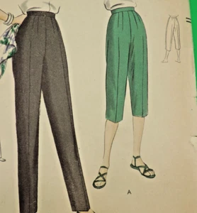 1940s Vogue Pattern #6822 Narrow Pants/Peddle Pusher W: 26" H: 35 Complete - Bild 1 von 6