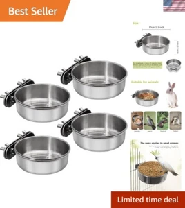 4-Pack Rustproof Bird Feeders - Perfect for Cockatiels, Parakeets, and More - Picture 1 of 7