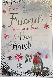 For A Special Friend Robins & Twig Design Christmas Card Lovely Verse - Picture 1 of 2