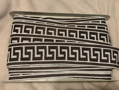 "LLAVE GRIEGA BORDE MARRÓN 3"" ANCHO 27,5 YARDAS NUEVAS TELAS VALLEY FORGE" Foto 1 de 4