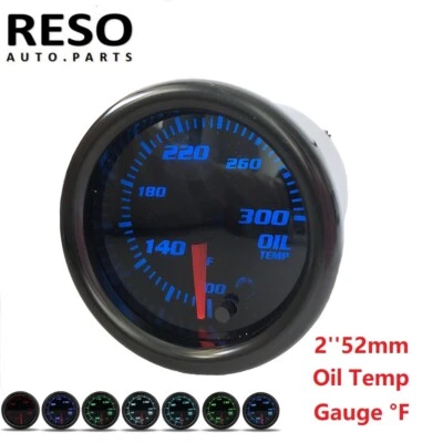 7 Color Tinted 2" 52mm Oil Temp GaugeTemperature Meter100-300℉ 1/8 NPT Sensor - Image 1 of 4