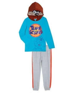SPACE JAM Taz Costume Boys Hoodie Shirt Pants Set Size 4-10 TUNE SQUAD Halloween - Picture 1 of 4