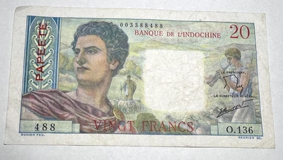 1963 French Polynesia, PAPEETE, 20 Twenty Francs, Bank of Indochina - Image 1 of 2