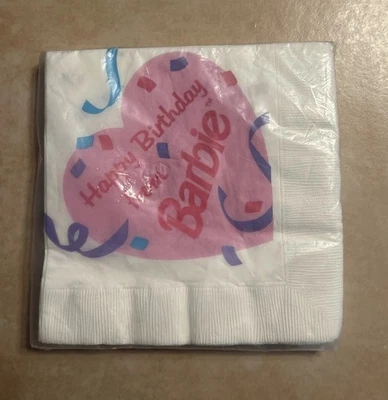 Servilletas Corazón Feliz Cumpleaños De Barbie De Colección 16ct 1995 PartyExpress Sello Foto 1 de 3