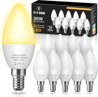Fulighture E14 LED Light Bulb Warm White [10-Pack], 3.5W (40W Incandescent Equiv - Image 1 of 4