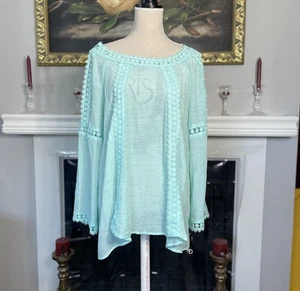 New Directions Open Shoulder Lace Trimmed Blouse Size XL - Picture 1 of 8