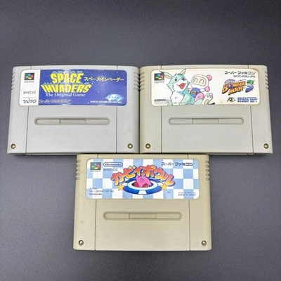 Lot of 3 Super Famicom SFC Japan Space Invaders Super Bomber Man 3 Kirby Bowl - Image 1 of 4