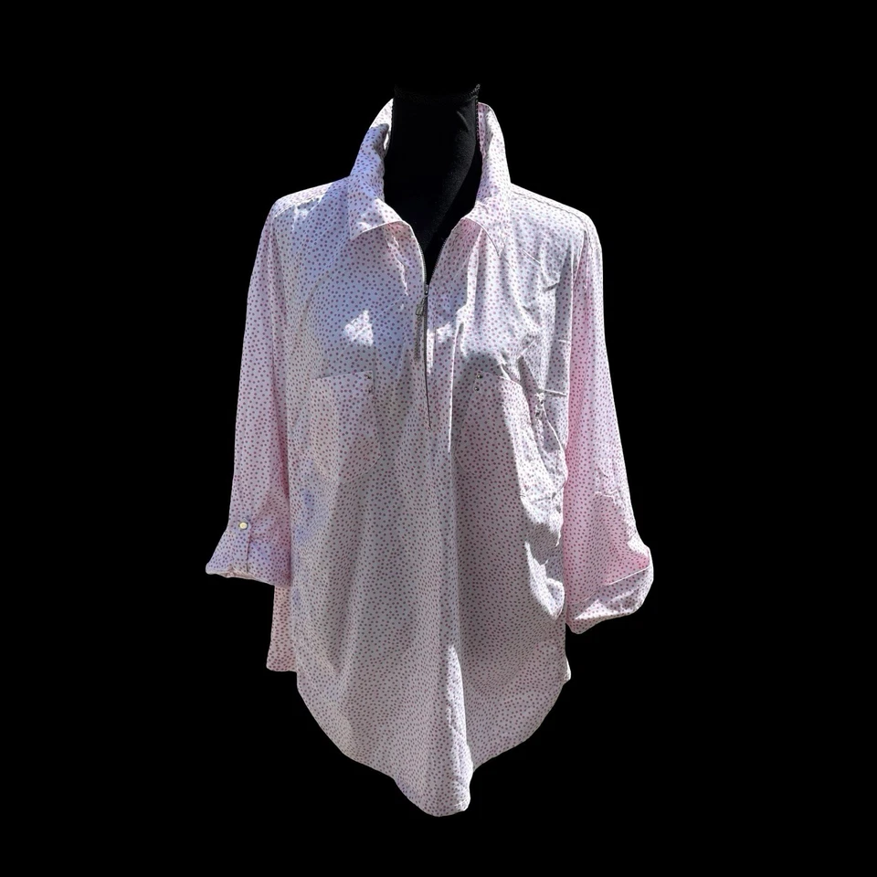 Top Coral Bay Damas Talla 3x Rosa Lunares 100% Algodón Qtr Cremallera Mangas 3/4 Foto 1 de 4