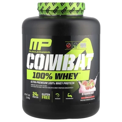 Proteína en polvo Combat 100 % Whey™, fresa, 5 lb (2,24 kg) Foto 1 de 2