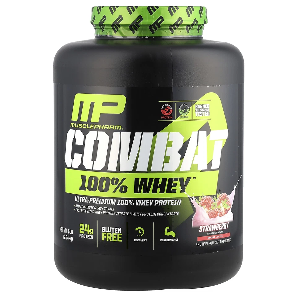 MusclePharm Combat 100 Whey Protein Powder Strawberry 5 Pound