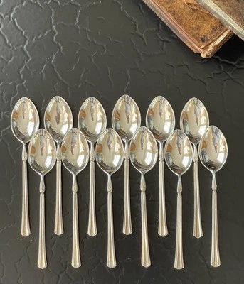 "Impresionante juego de 12 cucharas Demitasse inglesas de plata esterlina de 4"" Asprey 1936" Foto 1 de 4