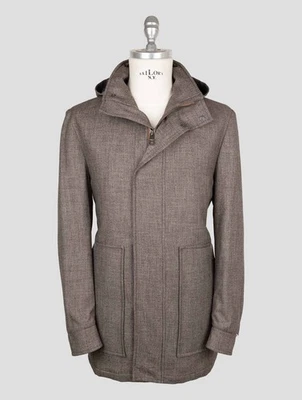 NEW LUIGI BORELLI BROWN VIRGIN WOOL COTTON COAT US 40 - EU 50 LBCZ2 - Image 1 of 4