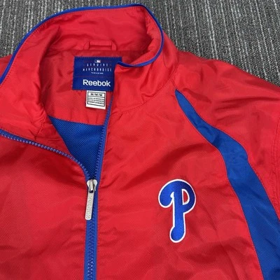 Мужская ветровка Reebok Philadelphia Phillies красная средняя на молнии - Изображение 1 из 4