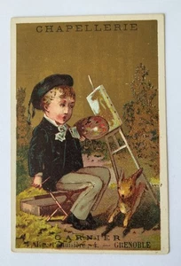 Chapellerie Garnier Grenoble Chapeaux de Feutre French Victorian Trade Card - Picture 1 of 2
