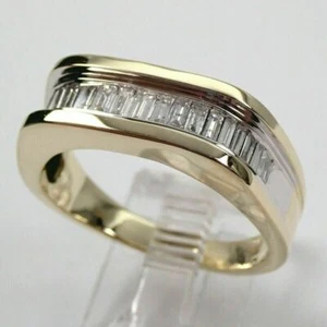 0.50Ct Baguette I2 Natural Diamond Men's Wedding Band Ring Pure 10k Yellow Gold - Picture 1 of 13