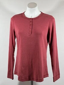 Duluth Trading Co Womens Small Red Henley 100% Cotton Pullover Long Sleeve Shirt - Picture 1 of 24
