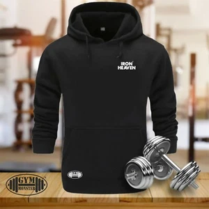 Sudadera con capucha Iron Heaven pequeño gimnasio ropa culturismo entrenamiento ejercicio parte superior - Imagen 1 de 4