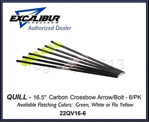 EXCALIBUR Crossbow Quill 16.5" Carbon Crossbow Arrow/Bolt - 6 PK - 22QV16-6 - Picture 1 of 3