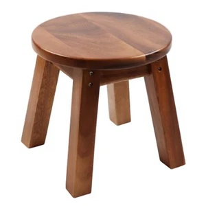 Stool Dark Brown Wooden Children Kids Seat Round Chair Milking Stool Plant Stand - Picture 1 of 1