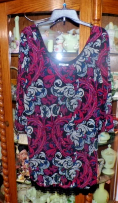 Charlotte Russe Dress Size L Black Paisley Pattern lace bottom Foto 1 de 4