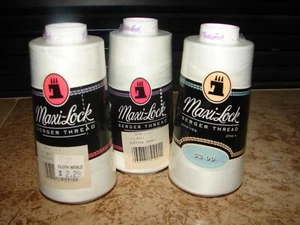 3 Large Cones Maxi-Lock Serger Thread 3000 Yard 100% Polyester Thread WHITE - Picture 1 of 1