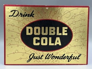 Vintage DOUBLE COLA SODA Just WONDERFUL Cardboard Foil SIGN Original Advertising - Picture 1 of 7