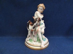 Estatua Meissen M152 Niña y Cabra o Niña con Cabra Tamaño Grande, Coleccionable - Imagen 1 de 12