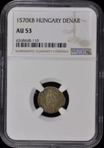 1570KB Hungary Denar Maximilian II  Madonna and Child NGC AU 53 - Picture 1 of 2