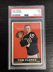1961 Topps #186 Tom Flores Rookie RC PSA 5 Ex Oakland Raiders HOF - Picture 1 of 2