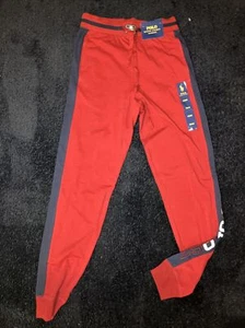 POLO Ralph Lauren Mens Small Joggers Red 67 Logo Blue Stripe Slim Flex Pants New - Picture 1 of 6