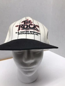 VTG Nascar “The Rock” Pinstripe Snapback Hat Ball Cap Rockingham NC Speedway USA - Picture 1 of 11