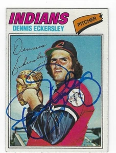Autographed 1977 Topps #525 DENNIS ECKERSLEY Cleveland Indians card w/COA - Picture 1 of 1