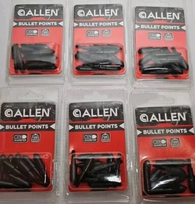 60 Allen Bullet Points 125 Grain 5/16 Diameter Arrow Heads Archery Field 14621A - Image 1 of 3