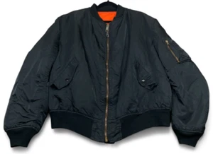 Vintage Alpha Industries MA-1 Reversible Bomber Jacket Mens XXL 2XL Black Orange - Picture 1 of 22