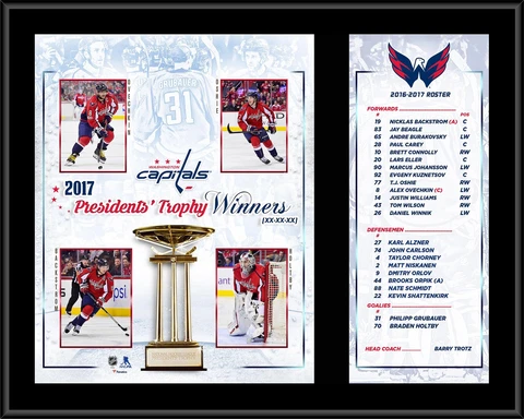 Washington Capitals 12" x 15" 2016-17 Presidents' Trophy Winners Roster Plaque Cover