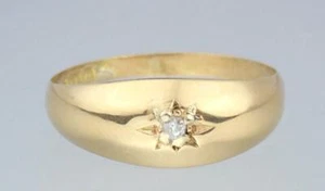 Beautiful Antique Edwardian 18K Gold Diamond Star Burst Gypsy Ring 1905 Size 8 - Picture 1 of 15