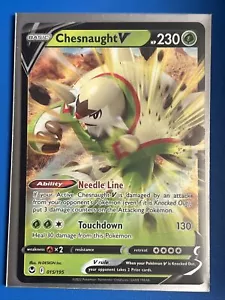 Pokémon TCG Chesnaught V Silver Tempest 015/195 Holo Ultra Rare + Card Saver - Picture 1 of 2