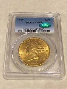 1888 AU58 PCGS CAC Liberty Double Eagle $20 Gold Coin great appeal lustrous - Picture 1 of 2